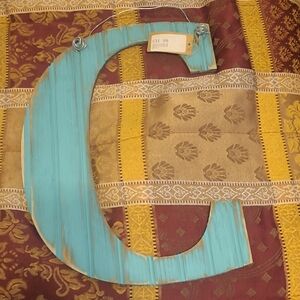 Turquoise Wooden Letter C Wall Decor